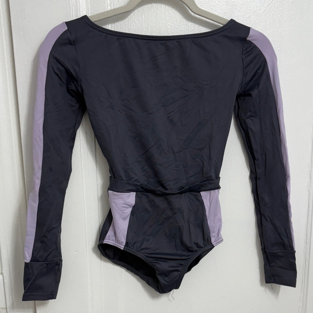 Premiere Collection Gray and Lavender Leotard long sleeve size small